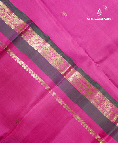 Magenta Pink Pure Kanjivaram Silk Saree With Traditional Evening Morning Border