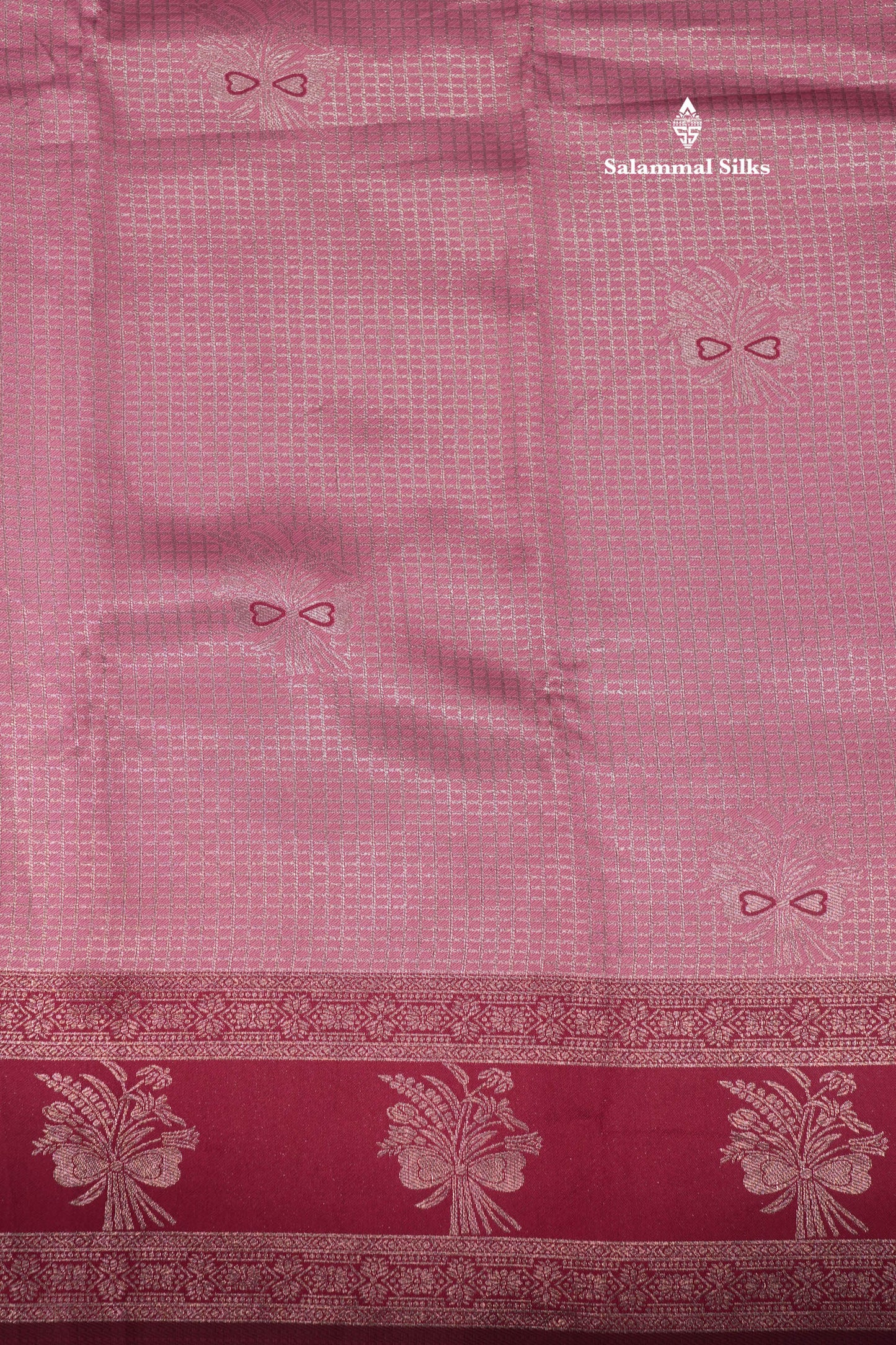 Light Pink Colour Semi Silk Tissue Saree With Contrast Magenta Pink Border