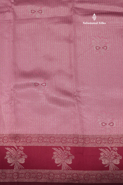 Light Pink Colour Semi Silk Tissue Saree With Contrast Magenta Pink Border