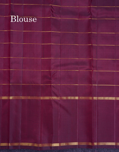 Beautiful Dark Maroon Chakaram & Mayil Butta Checks Pure Kanjivaram Silk Saree With Traditional Gap Border