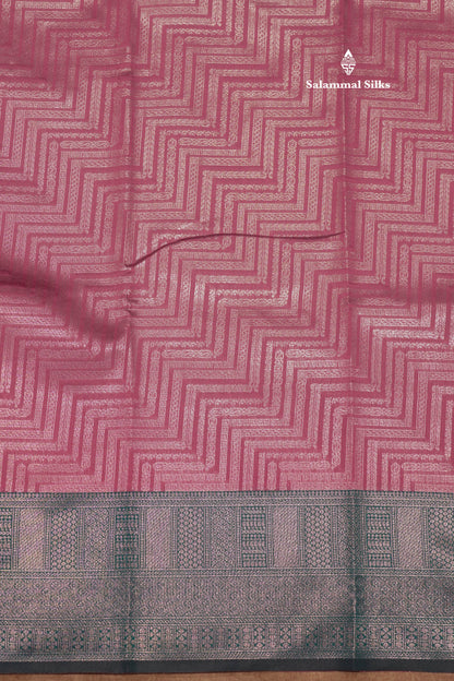 Light Pink Colour Semi Silk Tissue Saree With Contrast Sapphire Green Border