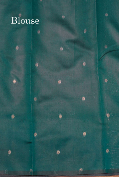 Light Pink Colour Semi Silk Tissue Saree With Contrast Sapphire Green Border