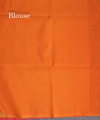 SICO Cotton Saree - Dual Tone Red Colour Body Zari Butta With Contrast Mustard Yellow Blouse