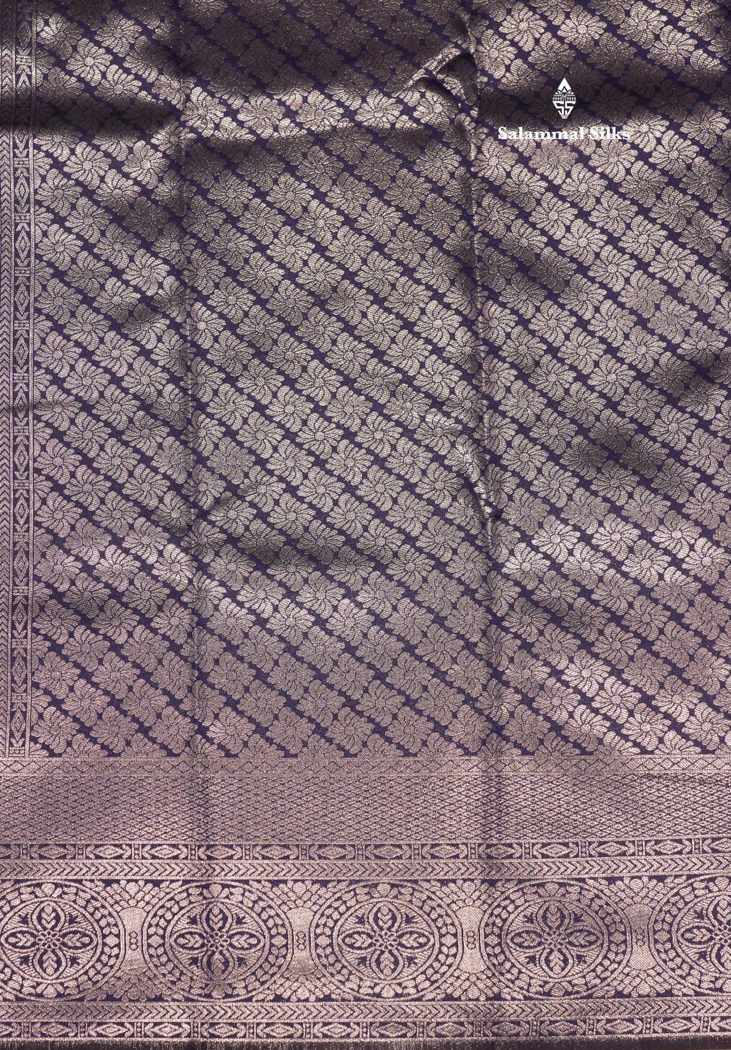 Chocolate Colour Semi Silk TissueSaree With Contrast Navy Blue Border