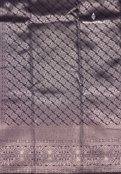 Chocolate Colour Semi Silk TissueSaree With Contrast Navy Blue Border