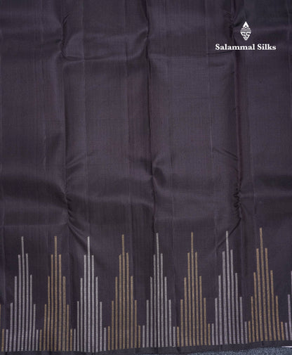 Dark Brown Pure Kanjivaram Silk Saree With Contrast Rexona Blouse