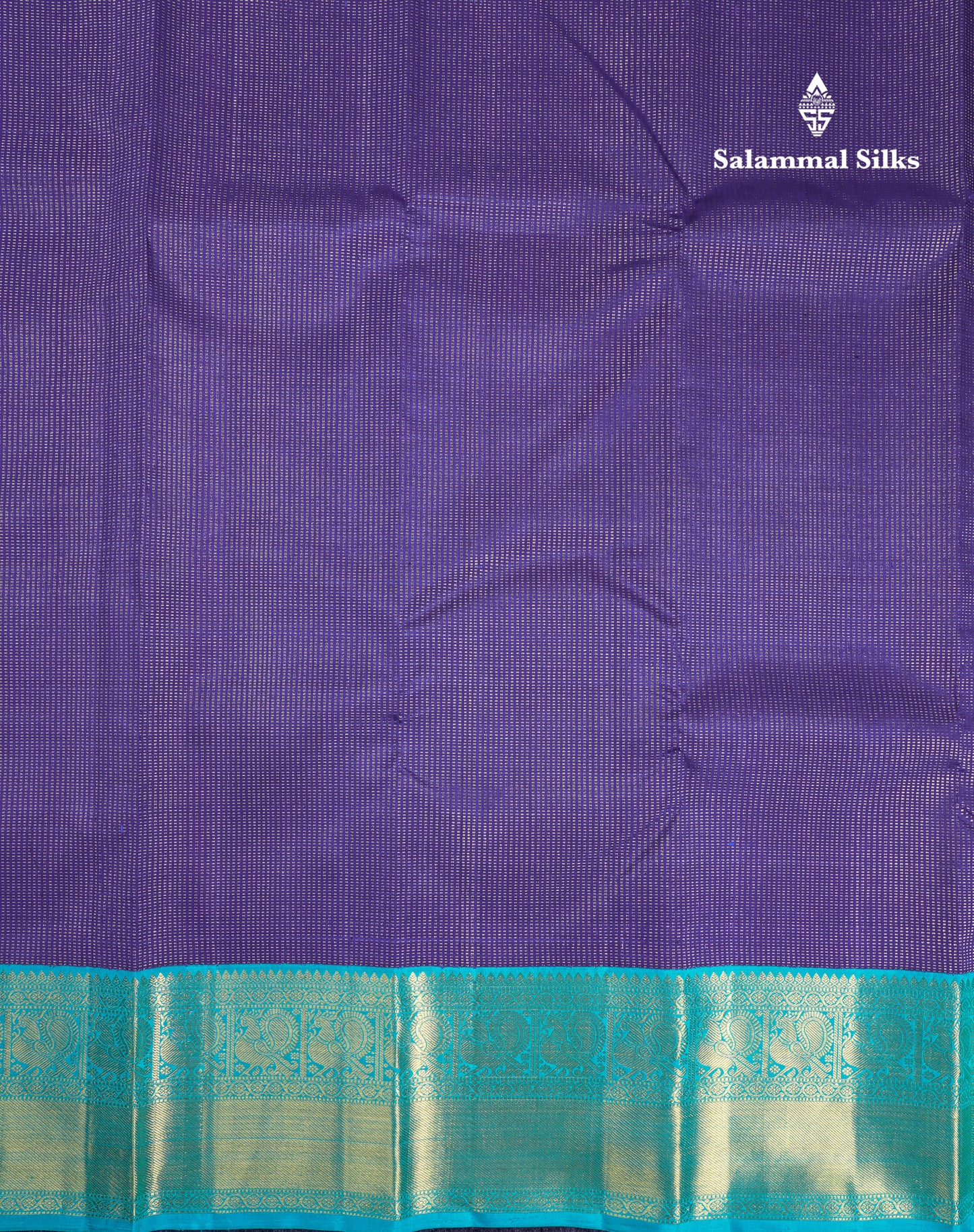 Korvai Beautiful Navy Blue Pure Kanjivaram Silk Saree With Contrast Sapphire Blue Traditional Border