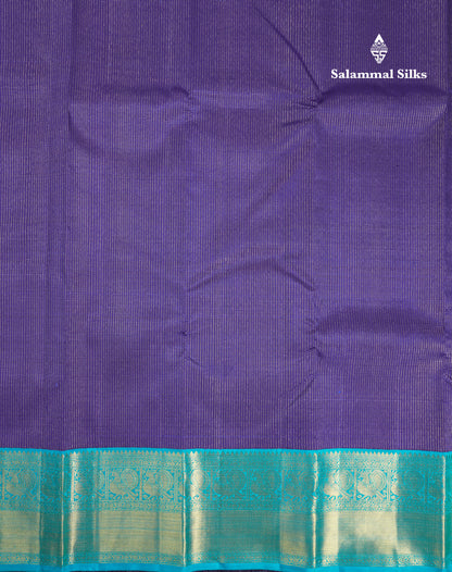 Korvai Beautiful Navy Blue Pure Kanjivaram Silk Saree With Contrast Sapphire Blue Traditional Border