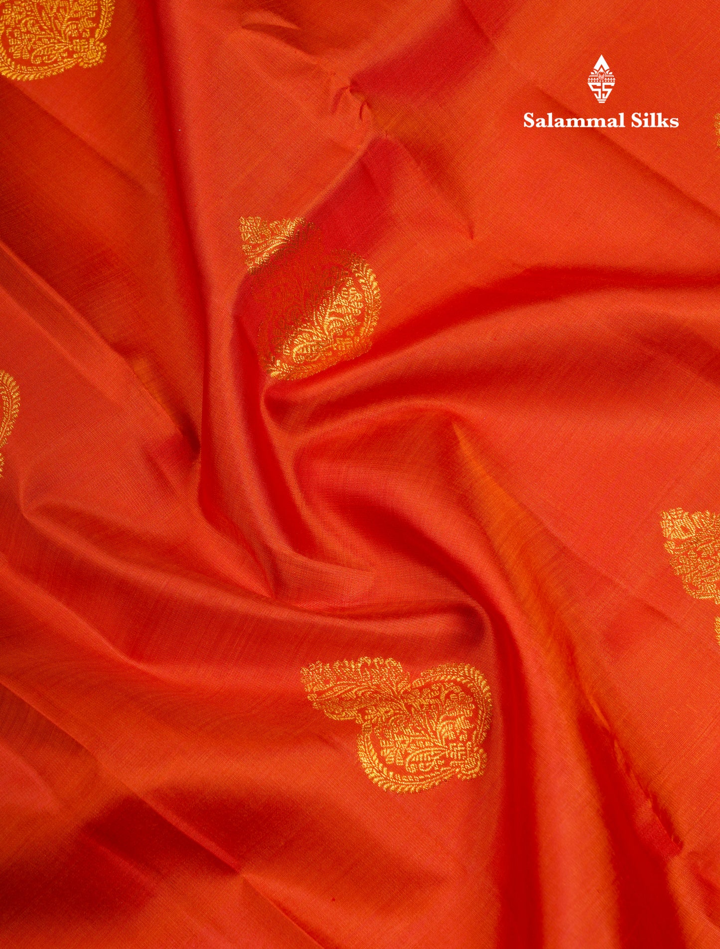 Koravi Rust Orange Pure Kanjivaram Silk Saree With Contrast Navy Blue Traditional Evening Morning Border