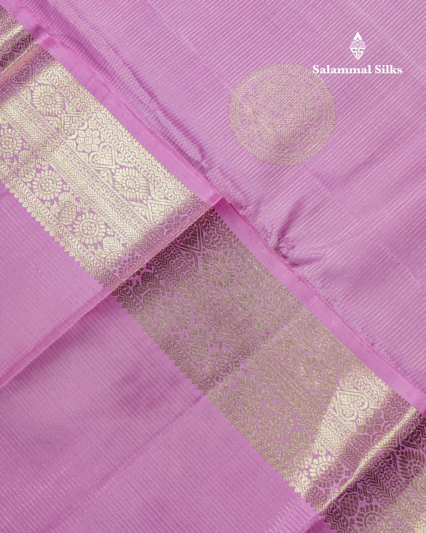 Light Pink Vairaoosi Lines Pure Kanjivaram Silk Saree With Contrast Violet Blouse