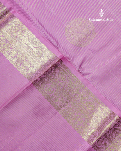 Light Pink Vairaoosi Lines Pure Kanjivaram Silk Saree With Contrast Violet Blouse