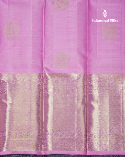 Light Pink Vairaoosi Lines Pure Kanjivaram Silk Saree With Contrast Violet Blouse