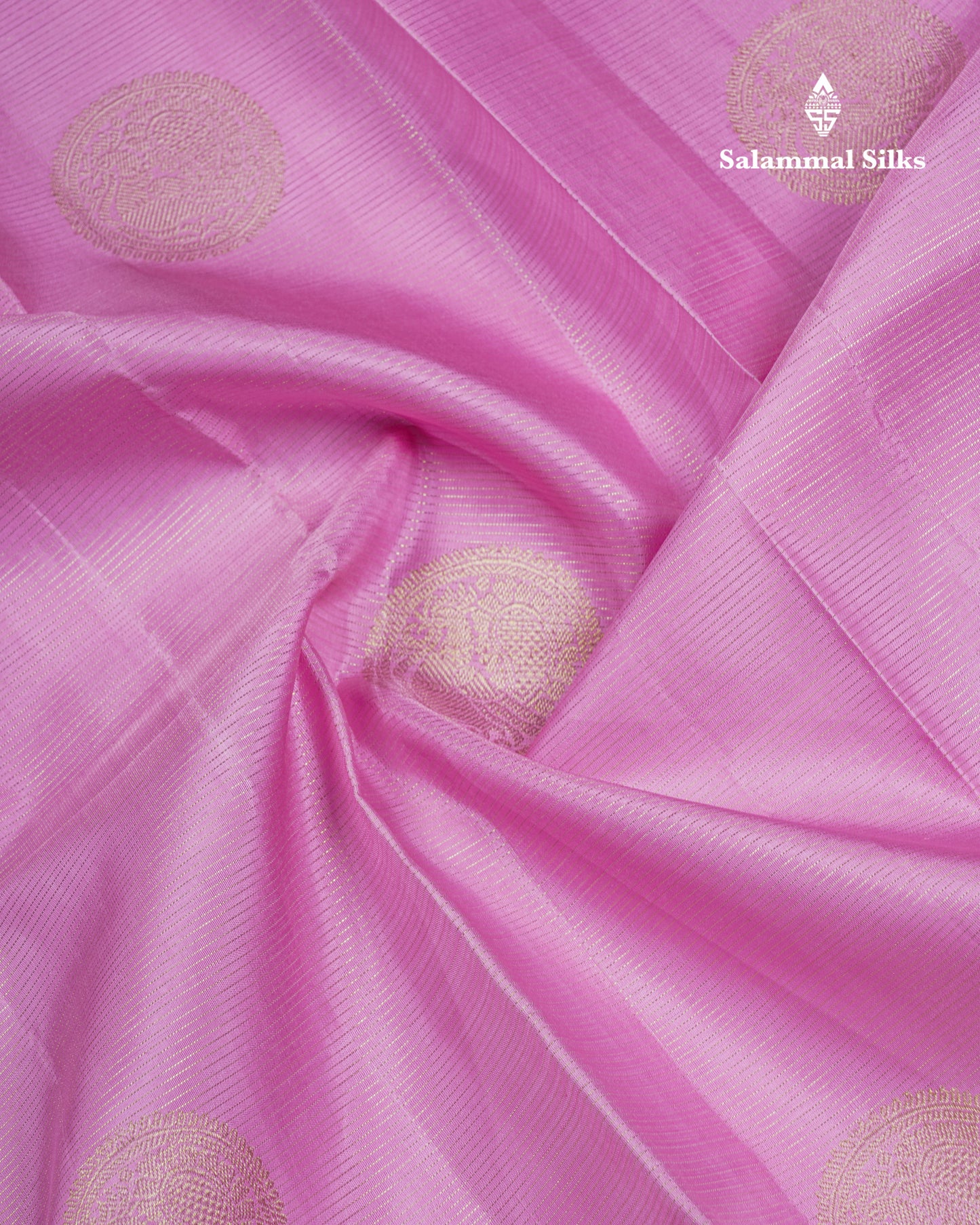 Light Pink Vairaoosi Lines Pure Kanjivaram Silk Saree With Contrast Violet Blouse
