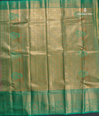 Semi Silk Saree - Beige Colour Body With Contrast Sapphire Green Evening Morning Border