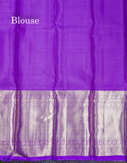 Light Pink Vairaoosi Lines Pure Kanjivaram Silk Saree With Contrast Violet Blouse