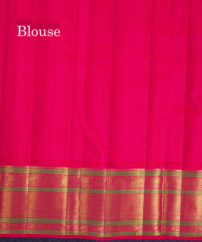 Korvai Beautiful White Pure Kanjivaram Silk Saree With Contrast Redish Pink Traditional Border