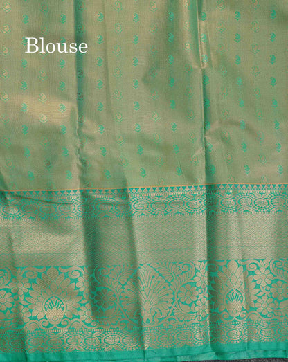 Semi Silk Saree - Beige Colour Body With Contrast Sapphire Green Evening Morning Border