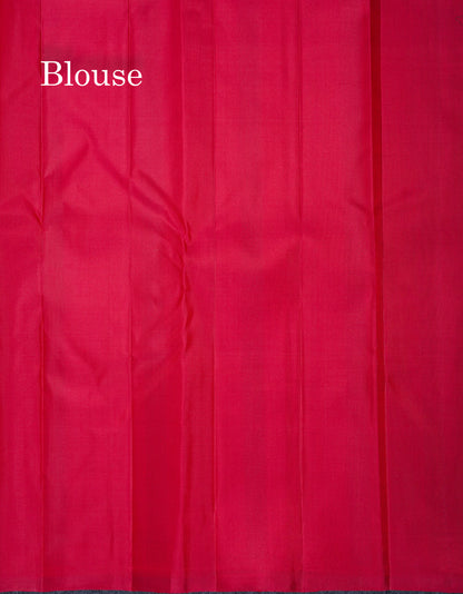 Bottle Green Thread Work Butta Fancy Pure Kanjivaram Silk Saree With Contrast Pink Blouse