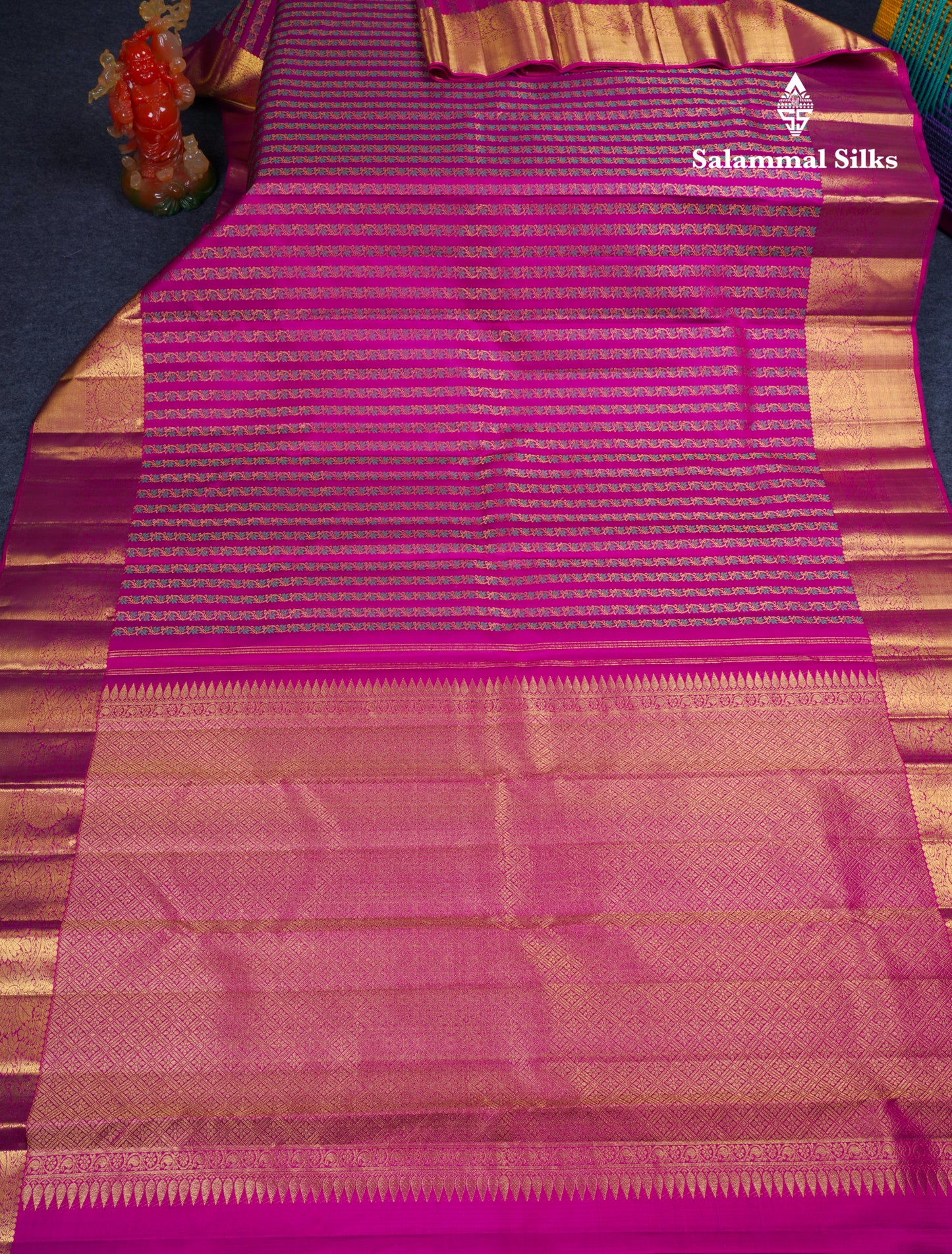 Beautiful Vadamalli Meenakari Work Bridal Pure Kanjivaram Silk Saree With Traditional Border
