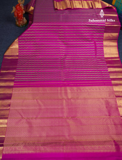 Beautiful Vadamalli Meenakari Work Bridal Pure Kanjivaram Silk Saree With Traditional Border