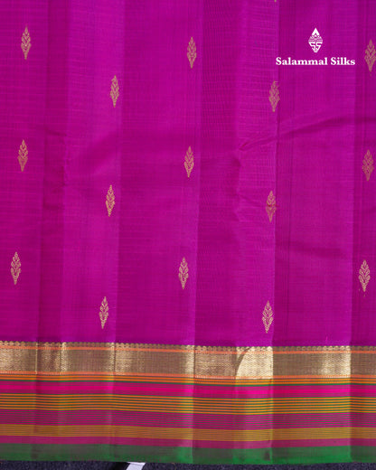 Beautiful Magenta Pure Kanjivaram Silk Saree With Traditional Border