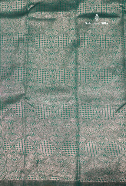 Mustard Yellow Colour Semi Silk Tissue Saree With Contrast Sapphire Green Border