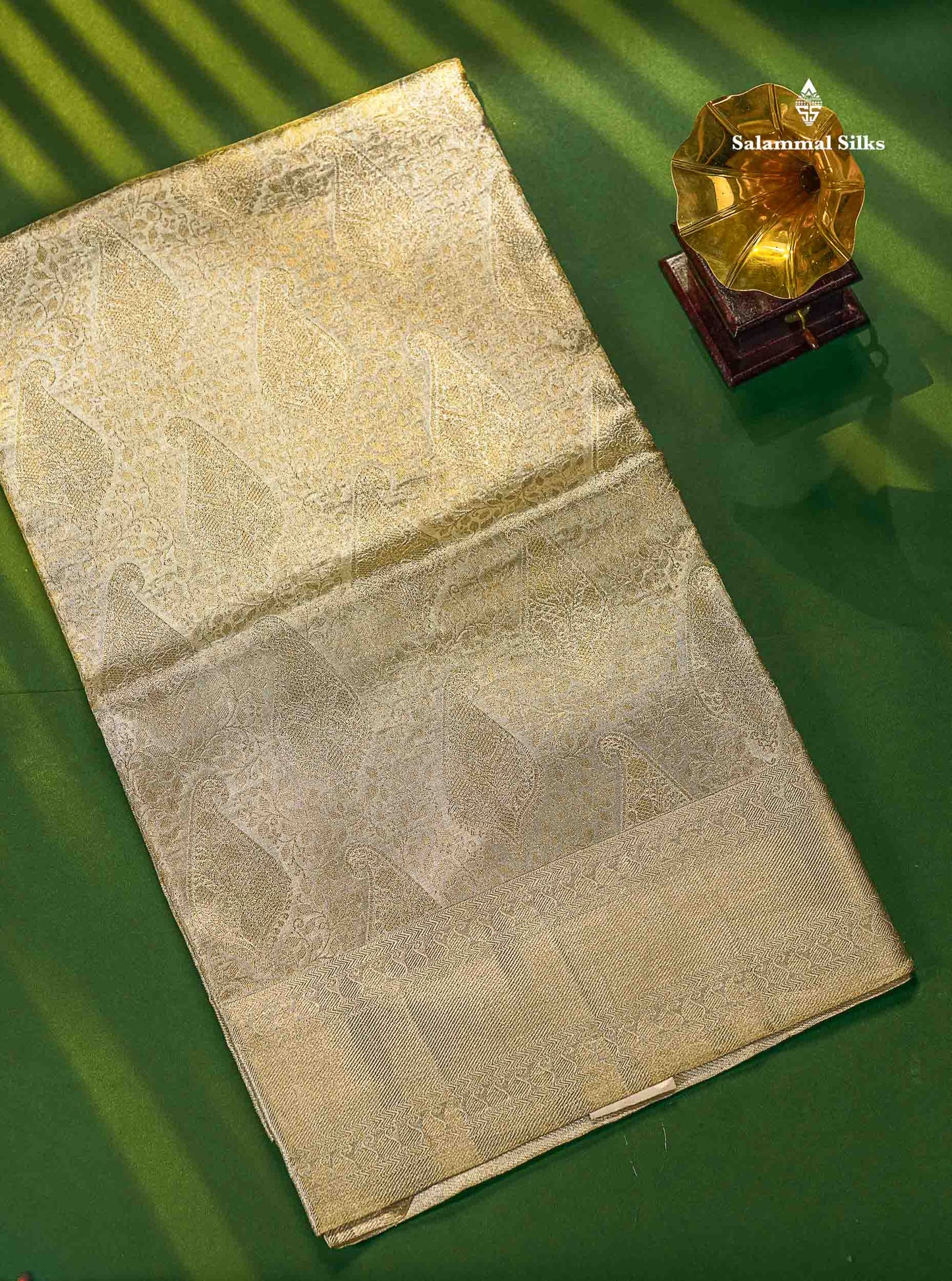 Silver 2G Zari Pure Kanjivaram Silk Saree with Self Border