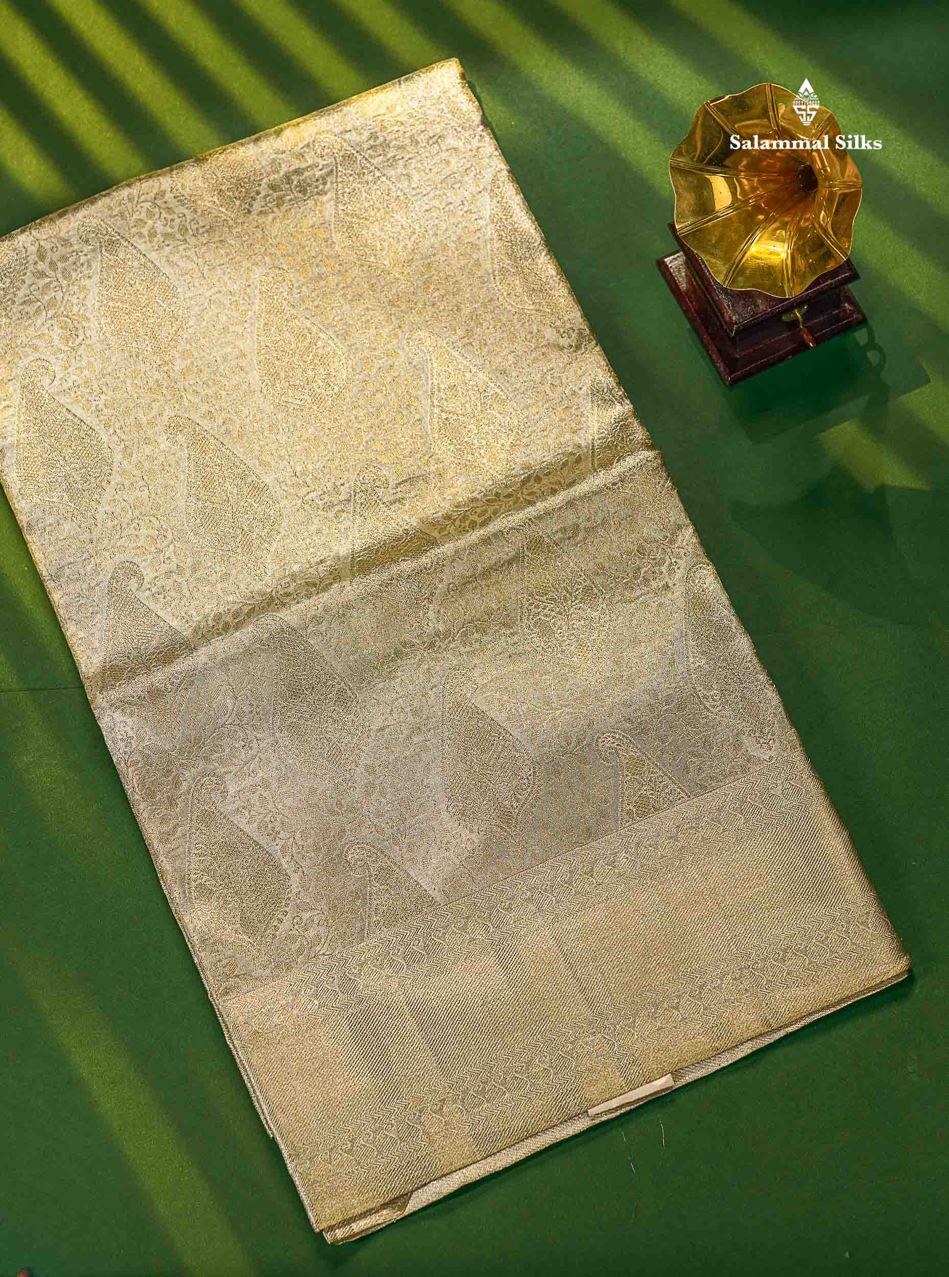 Silver 2G Zari Pure Kanjivaram Silk Saree with Self Border
