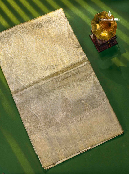 Silver 2G Zari Pure Kanjivaram Silk Saree with Self Border