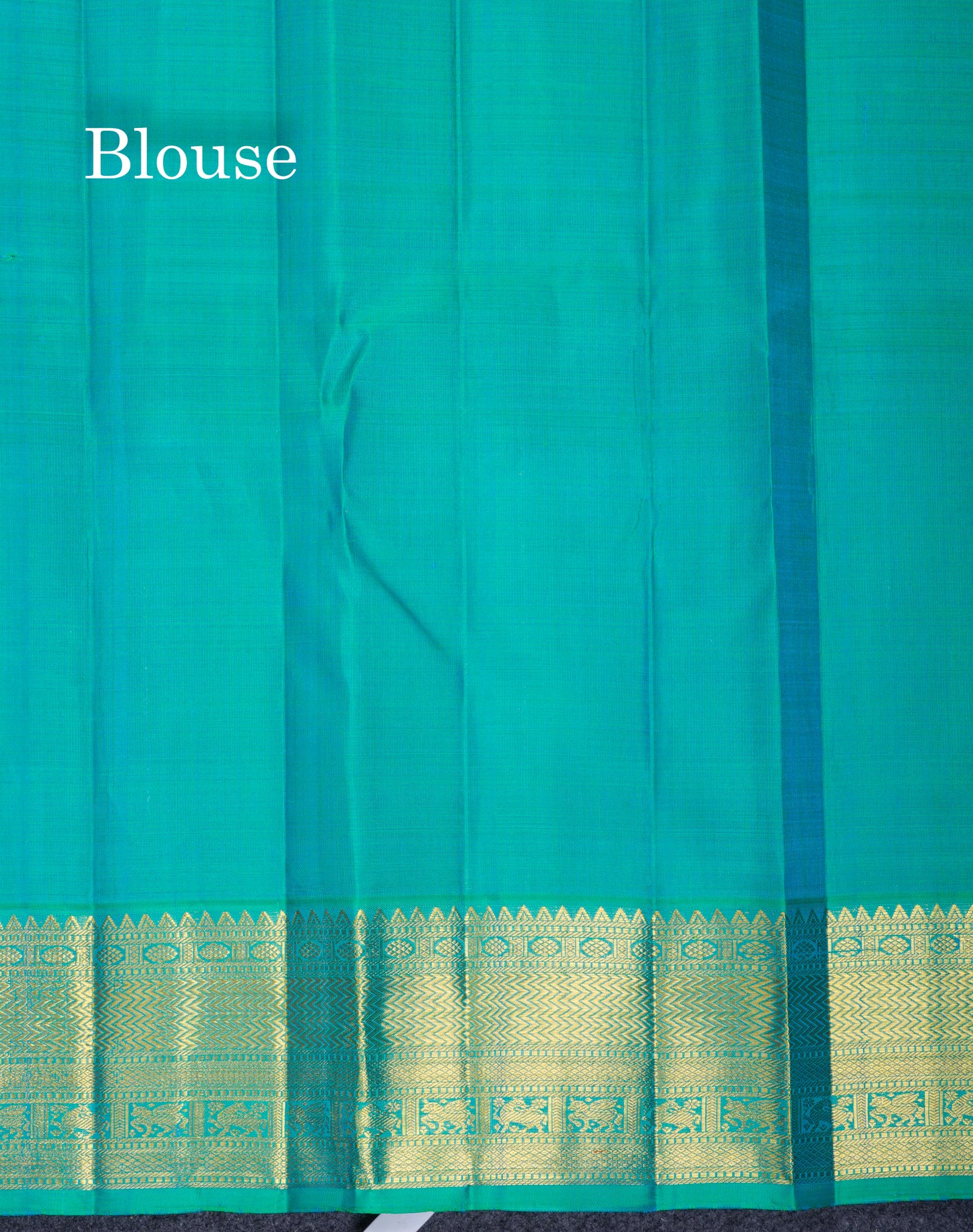 Korvai Yelllow Pure Kanjivaram Silk Saree With Contrast Dual Tone Sapphire Green Traditional Border