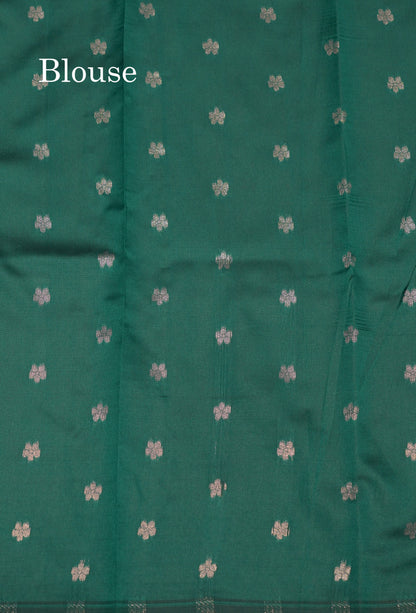 Mustard Yellow Colour Semi Silk Tissue Saree With Contrast Sapphire Green Border