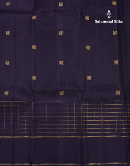 Beautiful Dark Kanchana Pure Kanjivaram Silk Saree With Traditional Gap Border