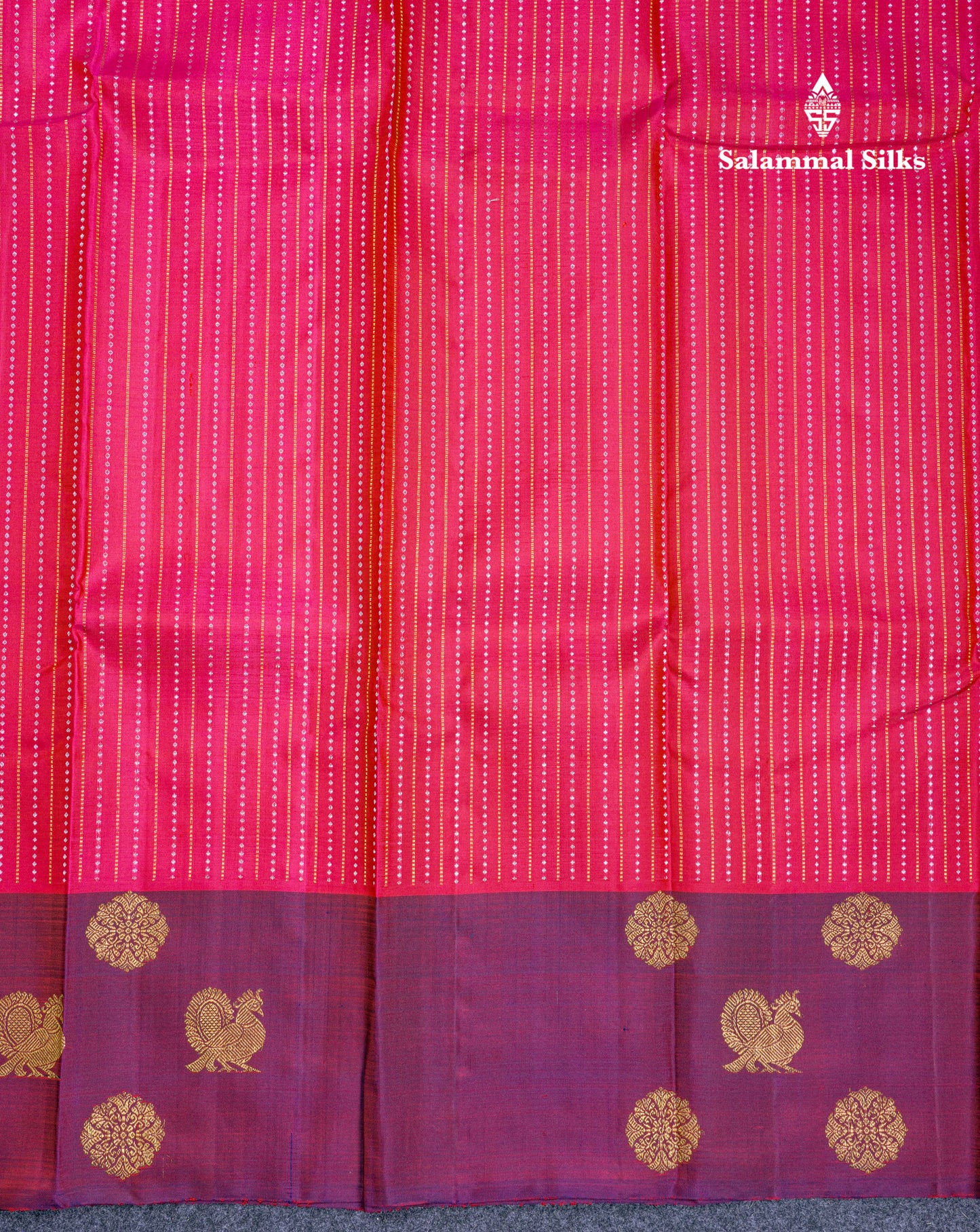 Rani Pink Pure Kanjivaram Silk Saree With Contrast Magenta Border