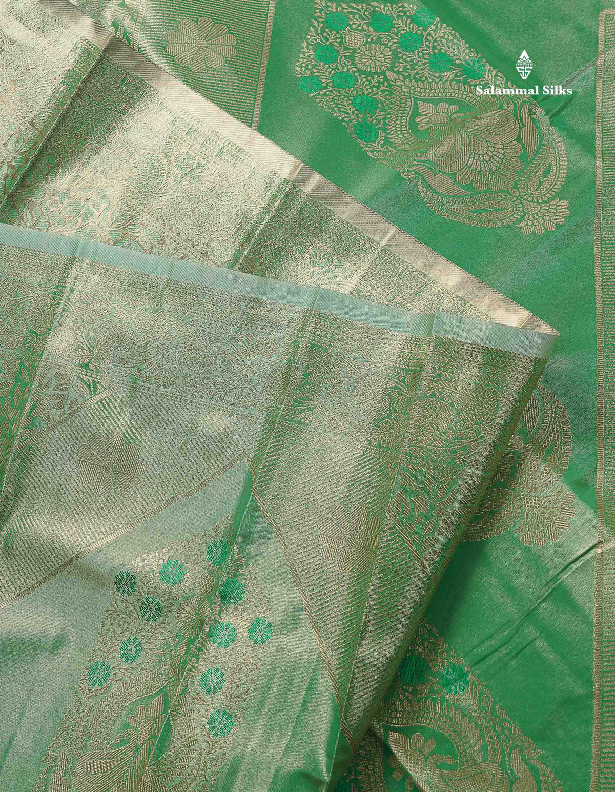 Tissue Semi Silk Saree - Green Colour Body With Contrast Pink Blouse