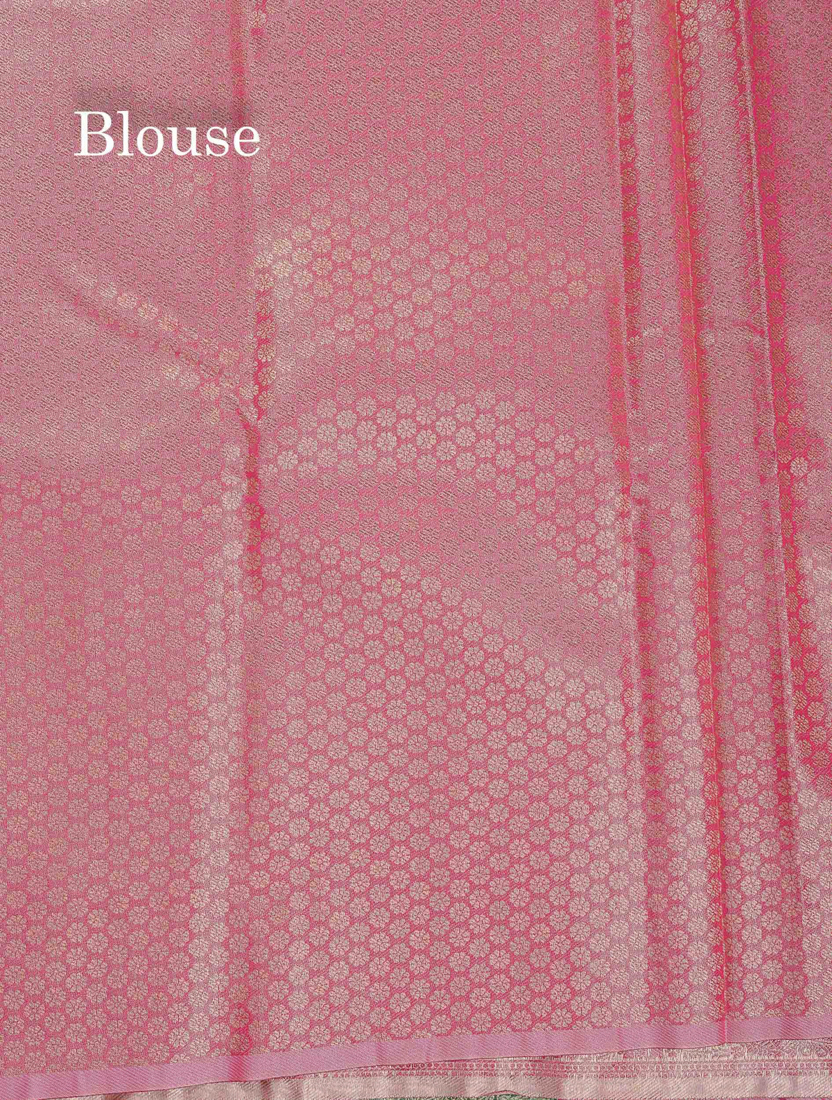 Tissue Semi Silk Saree - Green Colour Body With Contrast Pink Blouse