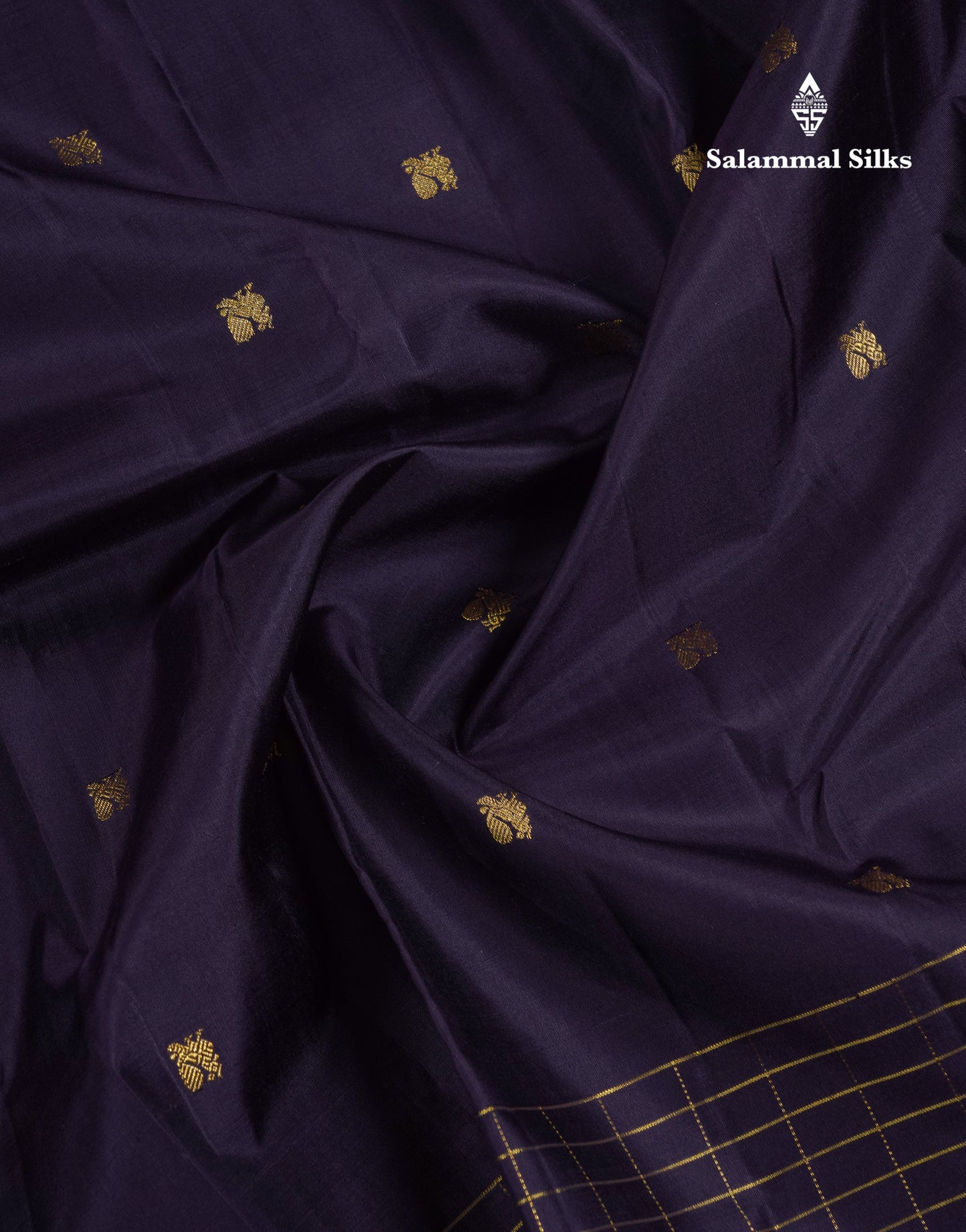 Beautiful Dark Kanchana Pure Kanjivaram Silk Saree With Traditional Gap Border