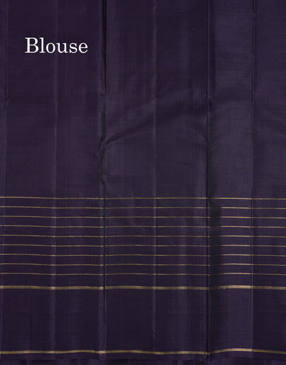 Beautiful Dark Kanchana Pure Kanjivaram Silk Saree With Traditional Gap Border