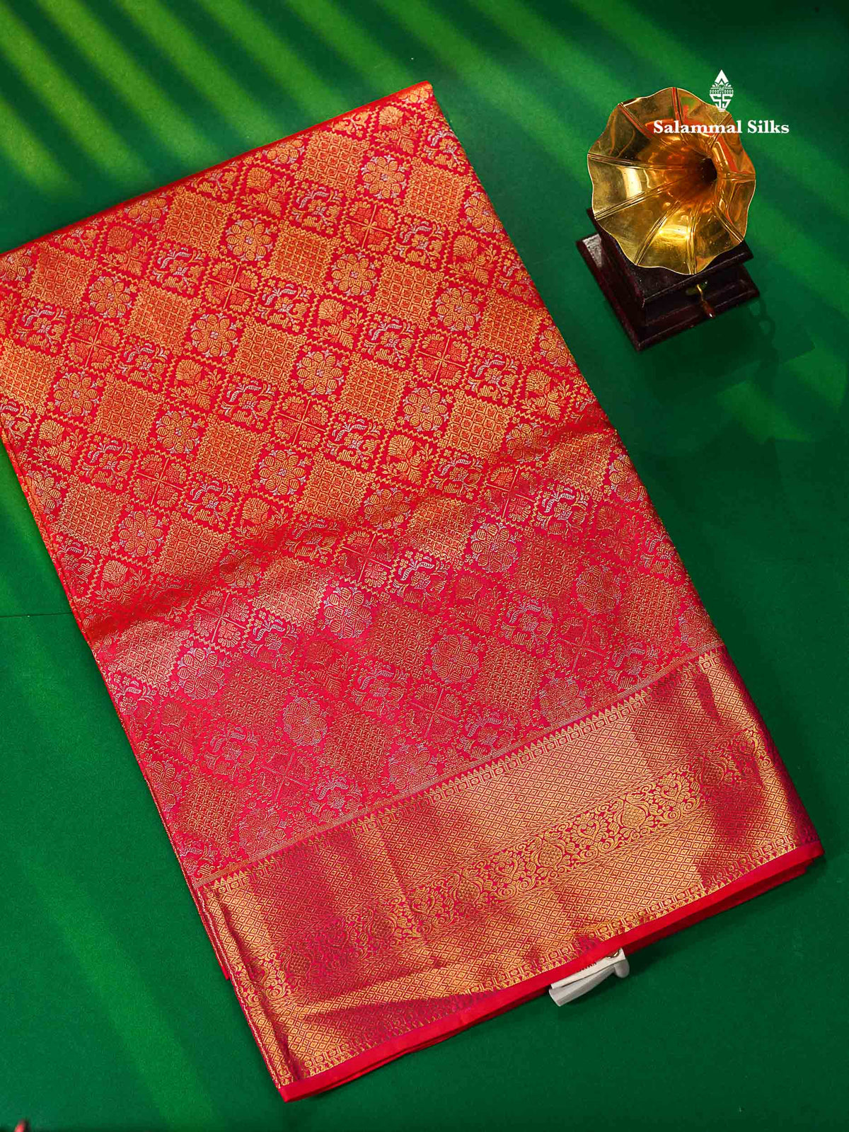 Pinkish Red Bridal Pure Kanjivaram Silk Saree With Self Border