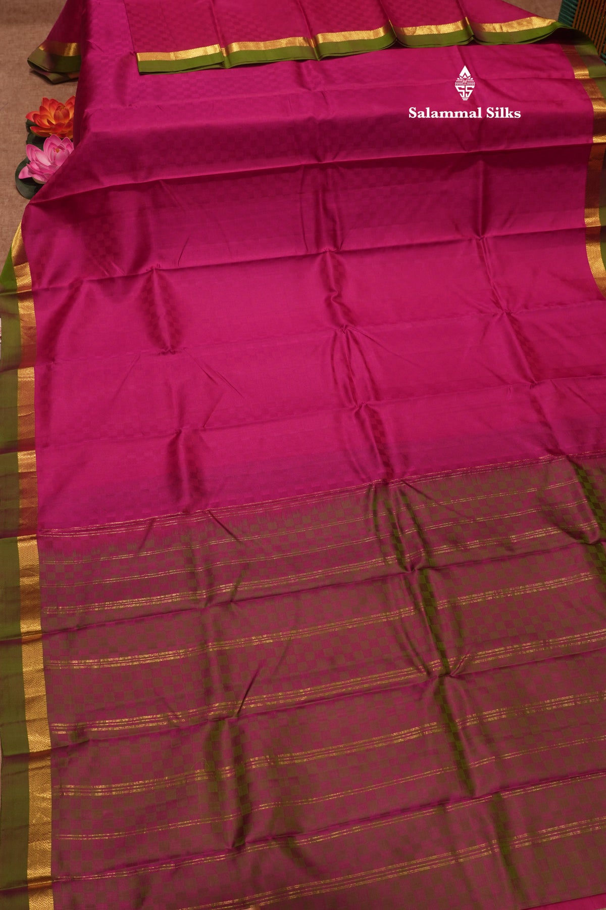 Pink Kanjivaram Pure Silk Saree With Small Size Border