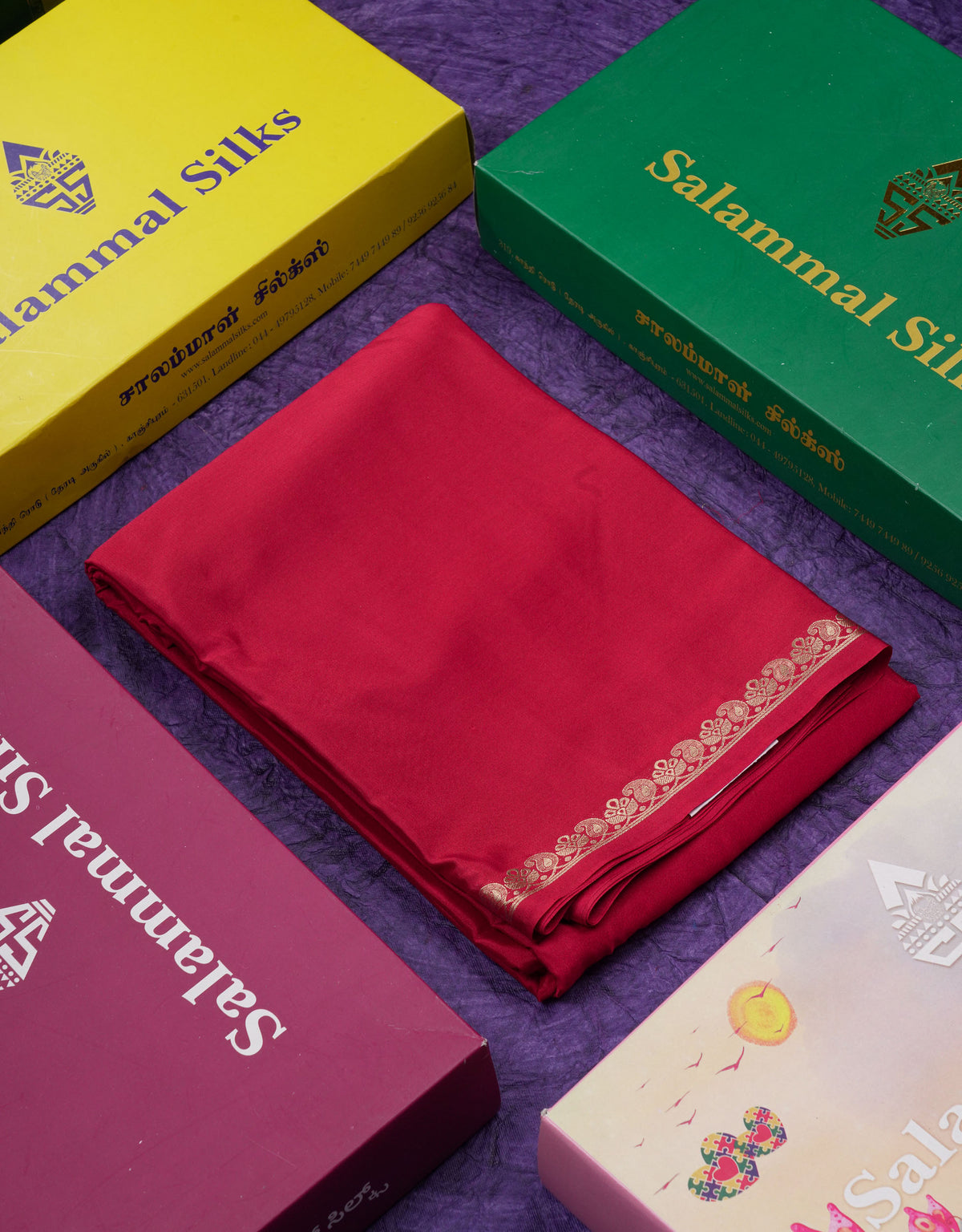 Beautiful Chilly Red Plain Semi Mysore Silk Saree With Small Traditional Zari Border