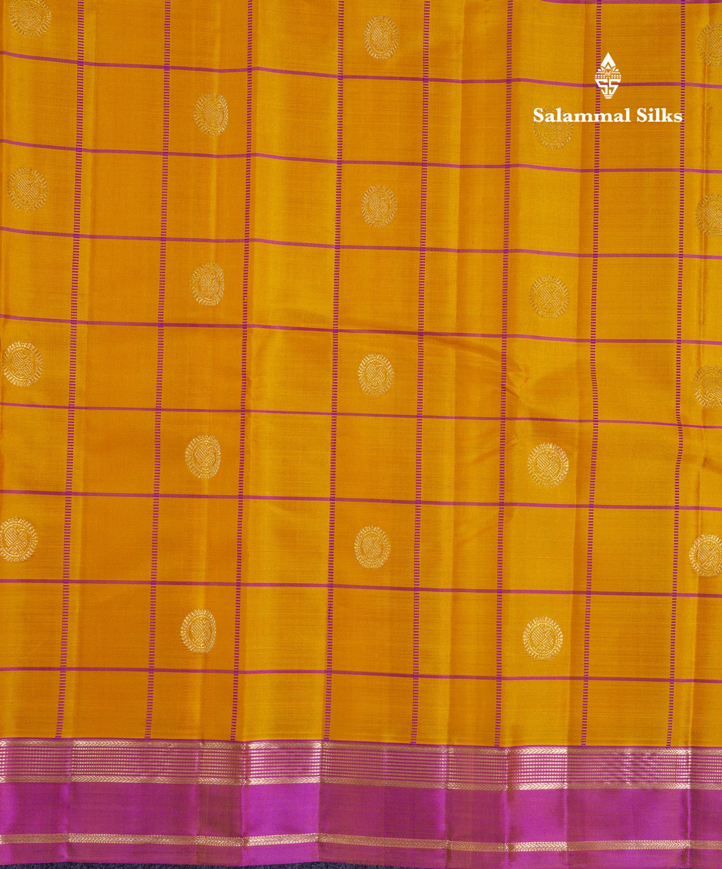 Beautiful Rexona Green Checks With Butta Pure Kanjivaram Silk Saree With Contrast Purple Traditional Medium Gap Border