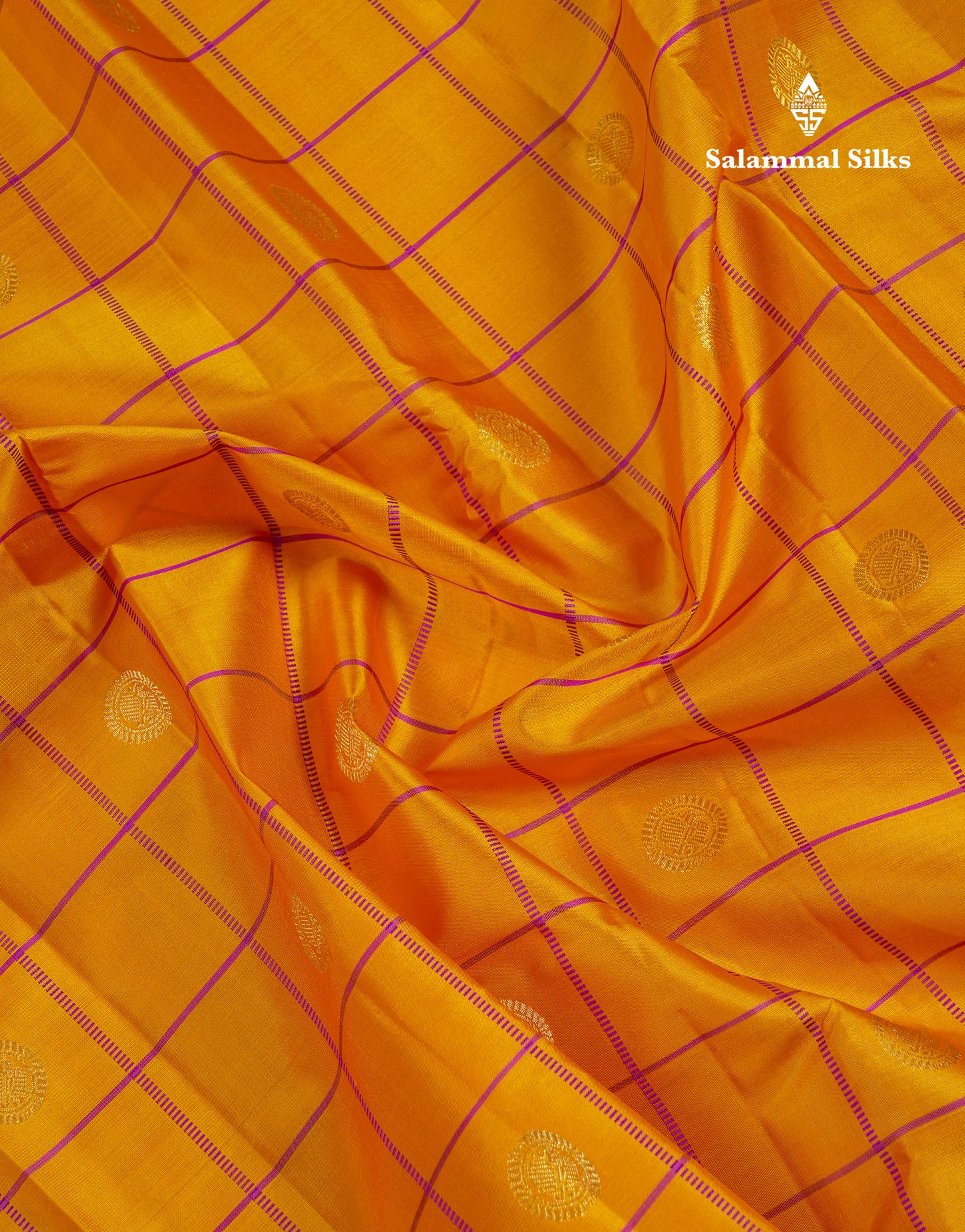 Beautiful Rexona Green Checks With Butta Pure Kanjivaram Silk Saree With Contrast Purple Traditional Medium Gap Border