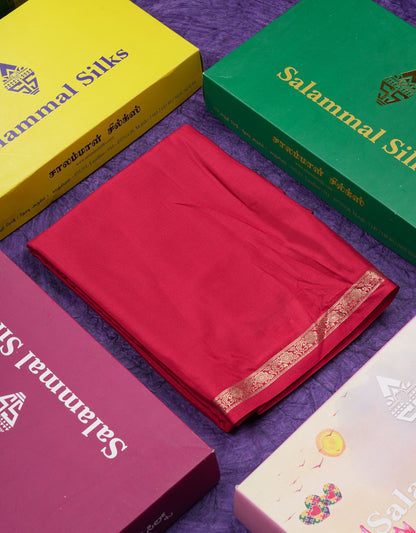 Beautiful Half White Plain Semi Mysore Silk Saree With Small Traditional Zari Border