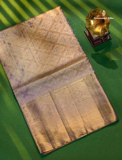 Light Lavender Tissue Pure Kanjivaram Silk Saree (2G) Zari With Self Border
