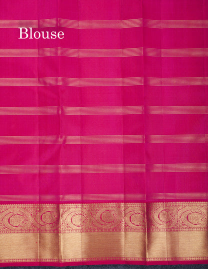 Beautiful Dual Tone Pink Pure Kanjivaram Silk Saree With Traditional Border