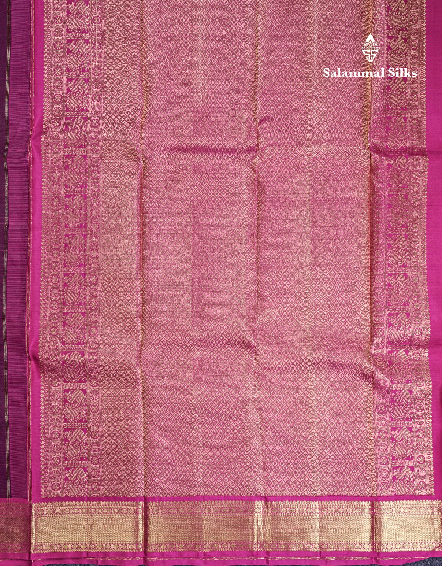 Magenta Pure Kanjivaram Silk Saree With Contrast Magenta Pink Traditional Border