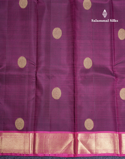 Magenta Pure Kanjivaram Silk Saree With Contrast Magenta Pink Traditional Border