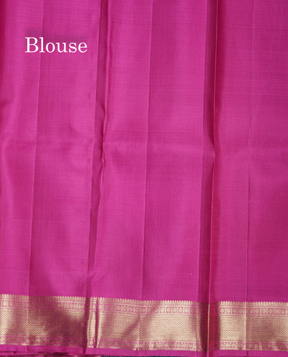 Magenta Pure Kanjivaram Silk Saree With Contrast Magenta Pink Traditional Border