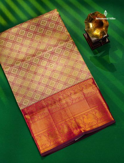 Cream Bridal Pure Kanjivaram Silk Saree With Contrst Pink Traditional Evening Morning Border