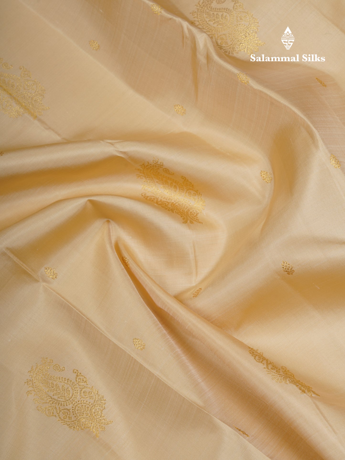 Korvai Beige Pure Kanjivaram Silk Saree With Contrast Magenta Traditional Border